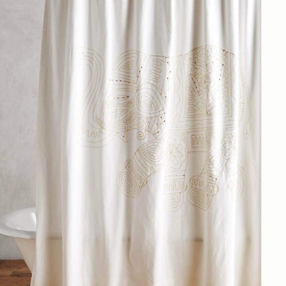 *RARE FIND!* Embroidered Elephant Shower Curtain